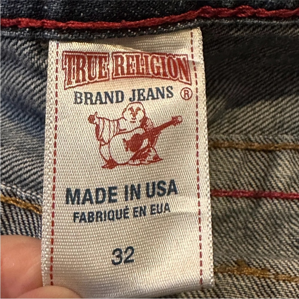 TRUE RELIGION Denim Jeans Blue Men's Size 32 #112790 Straight Leg Distressed EUC - Picture 16 of 16